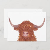 Scottish Highland Cow Winter Postkarte (Vorne/Hinten)