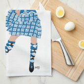 Scottish Highland Dancer - Aquamarin Geschirrtuch (Viertel Falte)