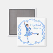Scottish Highland Dancer Celtic Knüpfarbeit Blue Magnet (Vorderseite/Rückseite)
