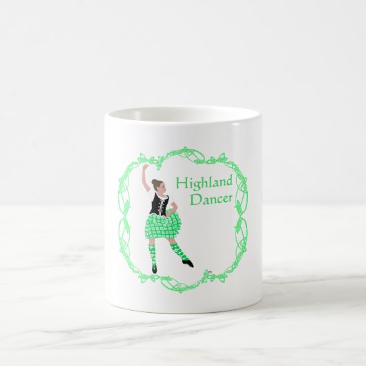 Scottish Highland Dancer Celtic Knüpfarbeit Green Kaffeetasse (Mittel)