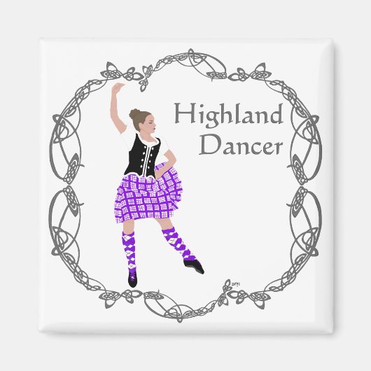 Scottish Highland Dancer Celtic Knüpfarbeit Lila Magnet (Vorne)