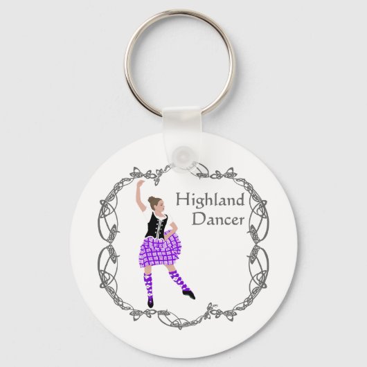 Scottish Highland Dancer Celtic Knüpfarbeit Lila Schlüsselanhänger (Vorderseite)