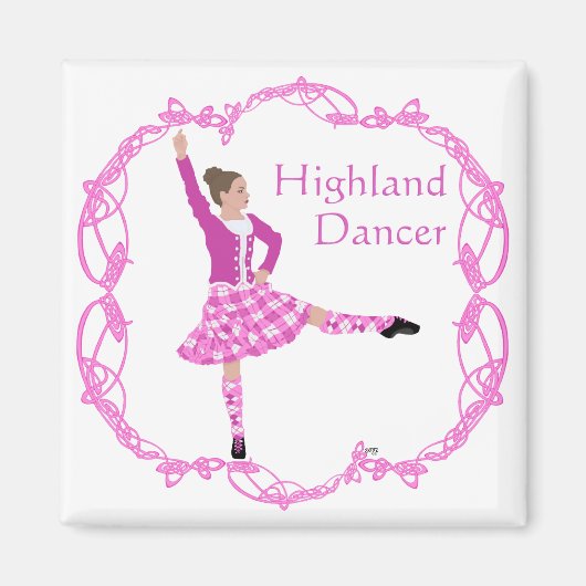 Scottish Highland Dancer Celtic Knüpfarbeit Pink Magnet (Vorne)