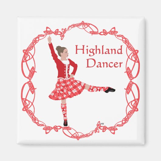 Scottish Highland Dancer Celtic Knüpfarbeit Red Magnet (Vorne)
