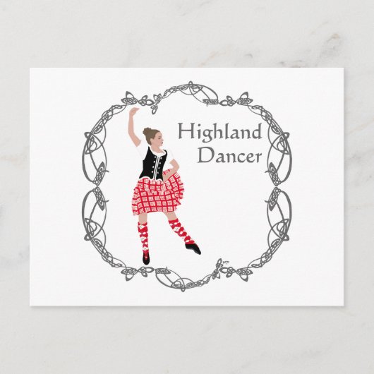 Scottish Highland Dancer Celtic Knüpfarbeit Red Postkarte (Vorderseite)