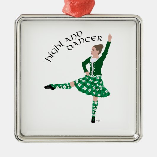 Scottish Highland Dancer - Green Silbernes Ornament (Vorne)