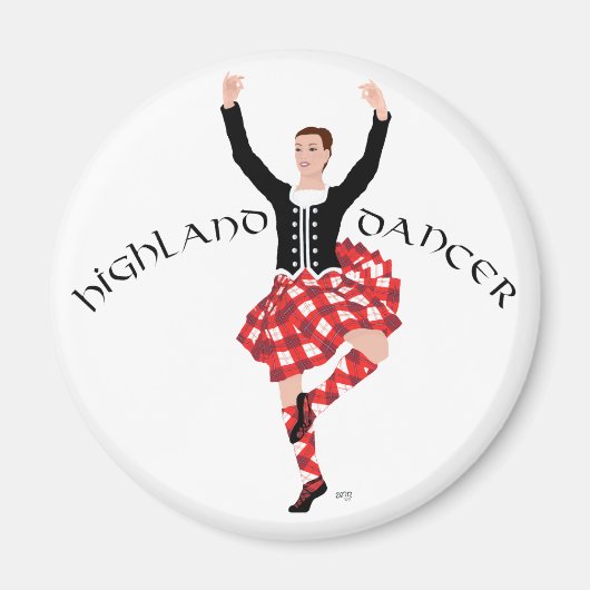Scottish Highland Dancer Red and Black Magnet (Vorne)