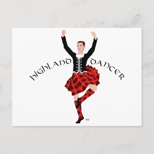 Scottish Highland Dancer Red and Black Postkarte (Vorderseite)
