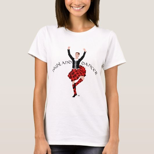 Scottish Highland Dancer Red and Black T-Shirt (Vorderseite)