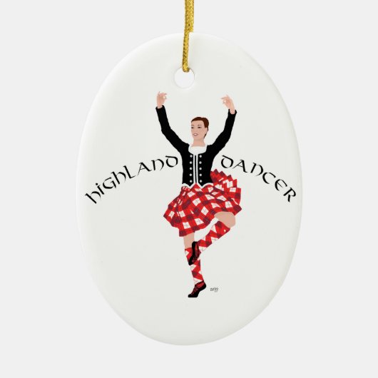 Scottish Highland Fling - Red Kariert Keramikornament (Vorne)