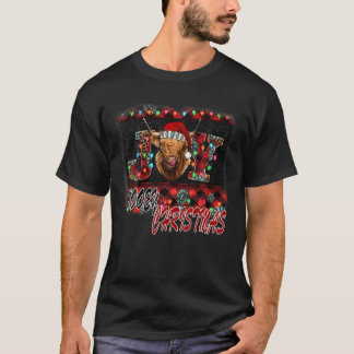 Scottish Highland Hairy Cow Mooey Christmas Merry T-Shirt
