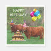 Scottish Highland Steer Birthday Paper Napkin Serviette (Vorderseite)