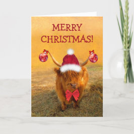 Scottish Highland Steer Christmas Fun Feiertagskarte