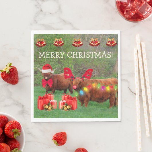 Scottish Highland Steer Funny Christmas Napkins Serviette (Beispiel)
