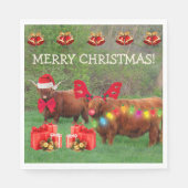 Scottish Highland Steer Funny Christmas Napkins Serviette (Vorderseite)