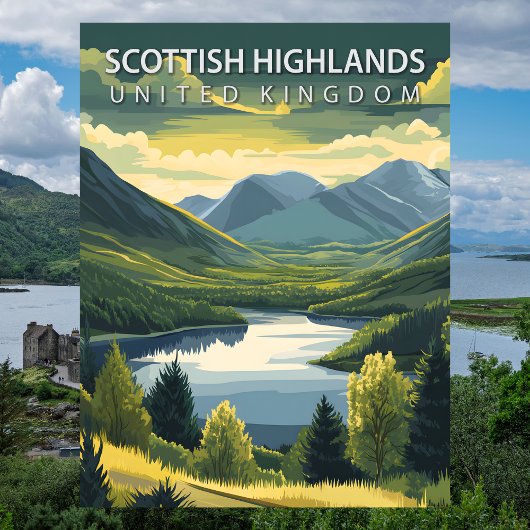 Scottish Highlands UK Mountains Landscape Travel Postkarte