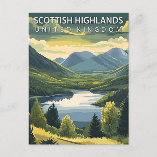 Scottish Highlands United Kingdom Vintage Travel Postkarte (Vorderseite)