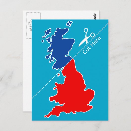 Scottish Independence, "Cut here" map Postkarte (Vorne/Hinten)