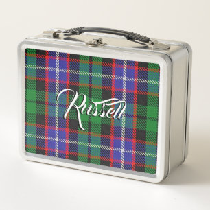 Scottish isst! Clan-RussellTartan kariert Metall Lunch Box