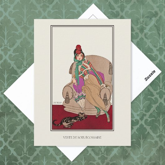 Scottish Jacket Cat Gerda Wegener Fashion Postkarte