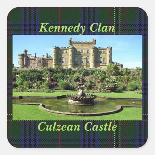 Scottish Kennedy Clan's Culzean Castle Tartan Quadratischer Aufkleber (Vorderseite)