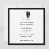 Scottish Kilt Bride & Groom Save the Date - gelb (Rückseite)