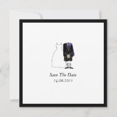 Scottish Kilt Bride & Groom Save the Date Lila (Vorderseite)