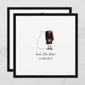 Scottish Kilt Bride & Groom Save the Date - rot (Vorne/Hinten)