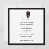Scottish Kilt Bride & Groom Save the Date - rot (Rückseite)