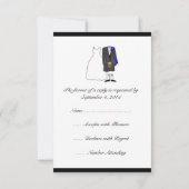 Scottish Kilt Bride & Groom Wedding RSVP - blau Karte (Rückseite)