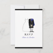 Scottish Kilt Bride & Groom Wedding RSVP - Blue (Vorderseite)