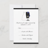 Scottish Kilt Bride & Groom Wedding RSVP - Blue Karte (Rückseite)