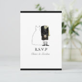 Scottish Kilt Bride & Groom Wedding RSVP - gelb (Stehend Vorderseite)