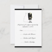 Scottish Kilt Bride & Groom Wedding RSVP - gelb (Rückseite)