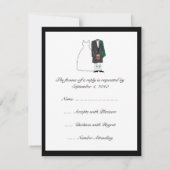 Scottish Kilt Bride & Groom Wedding RSVP - grün Karte (Rückseite)