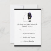 Scottish Kilt Bride & Groom Wedding RSVP - lila Karte (Rückseite)