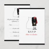 Scottish Kilt Bride & Groom Wedding RSVP - rot Karte (Vorne/Hinten)