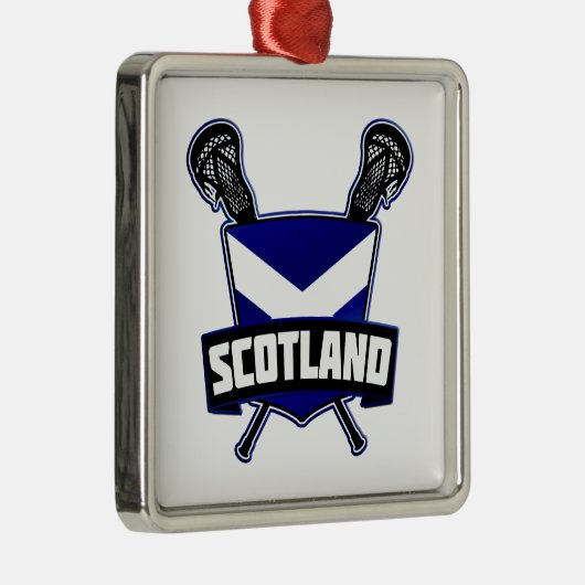 Scottish Lacrosse Logo Silbernes Ornament (Rechts)