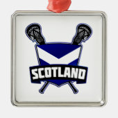 Scottish Lacrosse Logo Silbernes Ornament (Vorne)