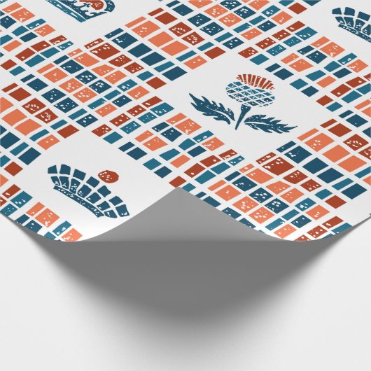 Scottish Linocut Pattern Geschenkpapier (Ecke)
