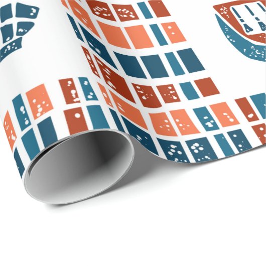 Scottish Linocut Pattern Geschenkpapier (Rolleneckpunkt)