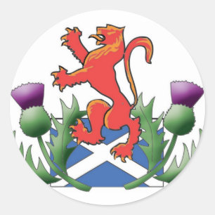 Scottish Lion Rampant mit Salreifen und Thistles Runder Aufkleber