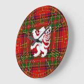 Scottish Lion Rampant zu Tartan Große Wanduhr (Winkel)