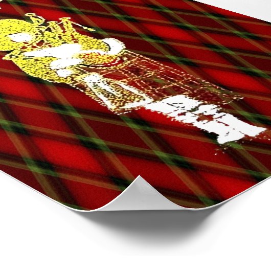 Scottish Lion, Thistle, Flag und Piper auf Red Tar Poster (Ecke)