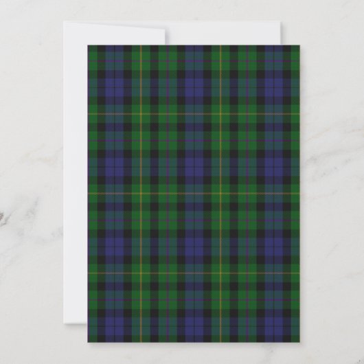 Scottish MacBride Tartan Wedding Einladung (Rückseite)