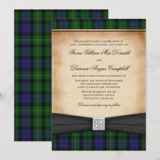 Scottish MacBride Tartan Wedding Einladung (Vorne/Hinten)
