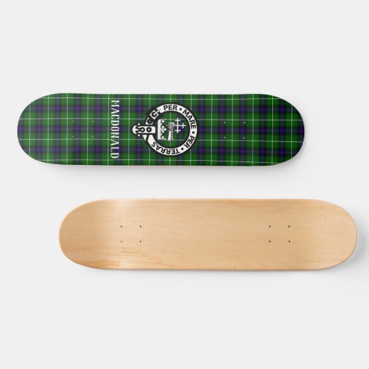 Scottish MacDonald Tartan & Wappen Abzeichen Skateboard (Horizontal)