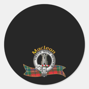 Scottish Maclean Clan Tan Wappen A Tower umkämpft Runder Aufkleber