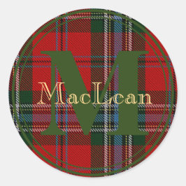 Scottish MacLean Tartan Monogram Gold Name Sticker