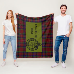 Scottish Macpherson Wappen Abzeichen und Tartan Fleecedecke